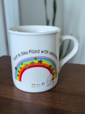 vintage Hallmark Multicolor Heart Mug with Love Message And Rainbow